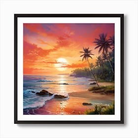 Sunset At The Beach Art Print