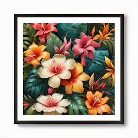 Tropical Forest Flower Craze Art Print 2 Art Print