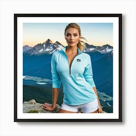 Model Female Mountains Alpine Landscape Nature Fashion Beauty Portrait Hike Adventure Out (20) Art Print