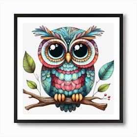 Colorful Owl Art Print