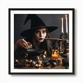 Witch With A Candle Art Print