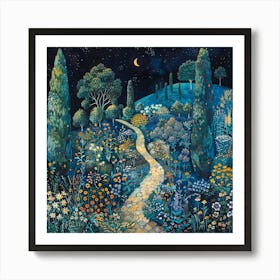 William Morris Inspired Paved Spring Garden Art Print