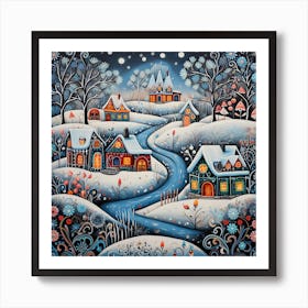 Fairy Christmas Village 3 Art Print