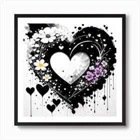 Black And White Heart 4 Art Print