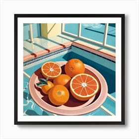 Oranges On A Plate Art Print