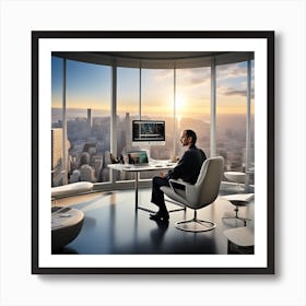 Man Working In His Office Art Print