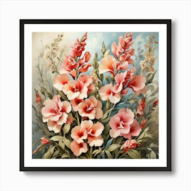 Flower Motif Painting Snapdragon Art Print 3 Art Print