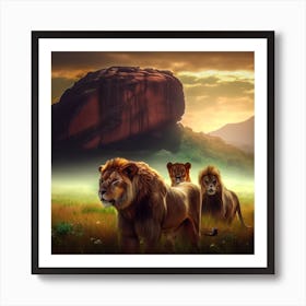 Lions In The Grass Art Print