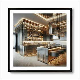 Modern Kitchen With Gold Accents Art Print