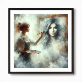 Woman In The Air Art Print