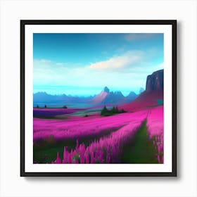 Pink Flower Field Art Print