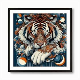 Fearless Stripes: A Nighttime Prowl Art Print