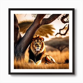 Lion In The Grass 6 Art Print