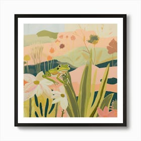 Tropical Frogs Pastel Illustration 2 Art Print