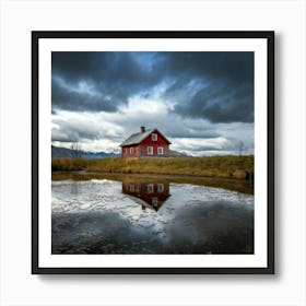 Firefly Reflected Old House Beneath Moody Clouds 18932 (2) Art Print