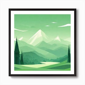 Misty mountains background in green tone 121 Art Print