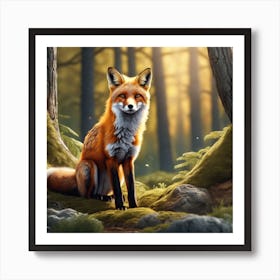 Red Fox In The Forest 67 Art Print