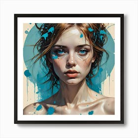 Into The Blue A Girl With Blue Eyes Art Print