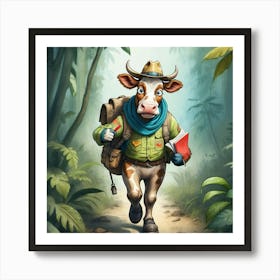 Cow In The Forest Art Print