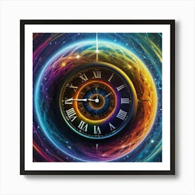 Clock In Space Art Print