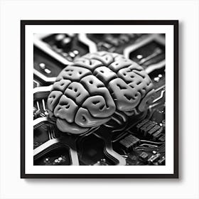 Brain On A Circuit Board 45 Art Print