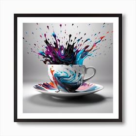 Splashing Paint On A Cup Art Print