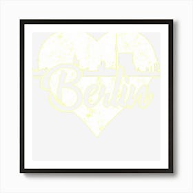 Retro Berlin Germany Skyline Heart Distressed Art Print