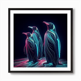 Neon Penguins Art Print