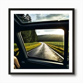 Move Drive Car Countryside Speed Mirror View Window Rear Asphalt Transport Driving Heave (7) Art Print