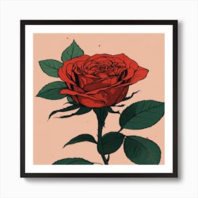 Rose red flower Art Print