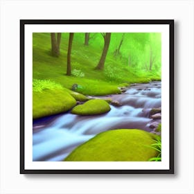 Stream In The Forest 33 Art Print