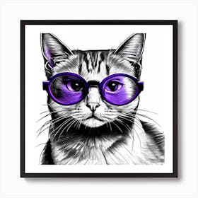 Cat With Glasses 5 Art Print