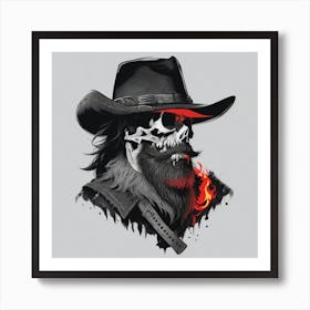 Dreamshaper V7 A Rugged Cowboy With A Skull For A Face Red Hi 1 Art Print