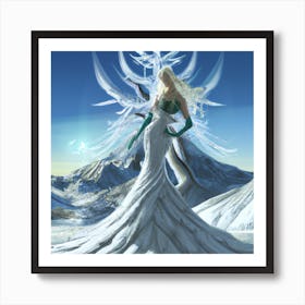 Ice Queen In A White Dress 004 Art Print