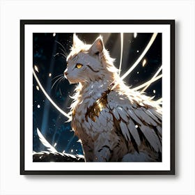 White Cat With Wings 1 Art Print