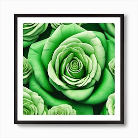 Green Roses Art Print