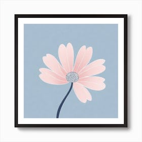 A White And Pink Flower In Minimalist Style Square Composition 231 Art Print