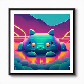 Neon Cat Art Print