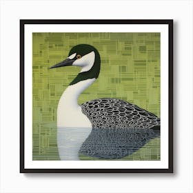 Ohara Koson Inspired Bird Painting Grebe 1 Square Art Print