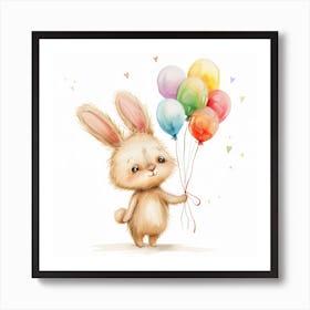 Bunny With Balloons Art Print