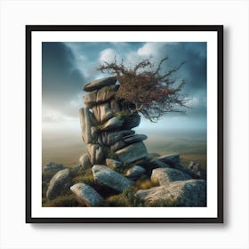 Tree On A Rock Art Print