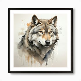 Default Create A Simple Watercolor Of A Wolf Using Neutral And 2 Art Print