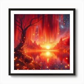 Sunset In The Forest Art Print