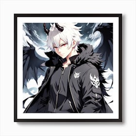 Goth Demonic Anime Boy Art Print