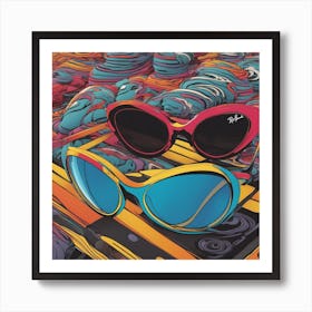 New Poster For Ray Ban Speed, In The Style Of Psychedelic Figuration, Eiko Ojala, Ian Davenport, Sci (1) Art Print