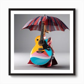 Guitar With Umbrella 1 Art Print