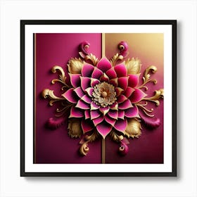 Abstract Flower On A Pink Background Art Print
