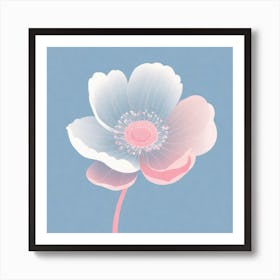 A White And Pink Flower In Minimalist Style Square Composition 390 Art Print