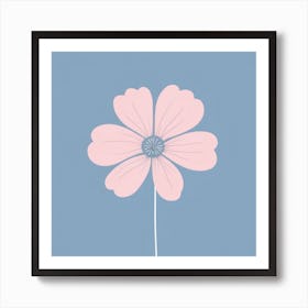 A White And Pink Flower In Minimalist Style Square Composition 635 Art Print