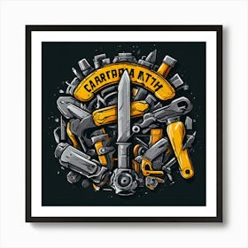 Logo Vector Tools Wrench Hammer Screwdriver Saw Pliers Drill Gear Nuts Bolts Spanner Ch (15) Art Print